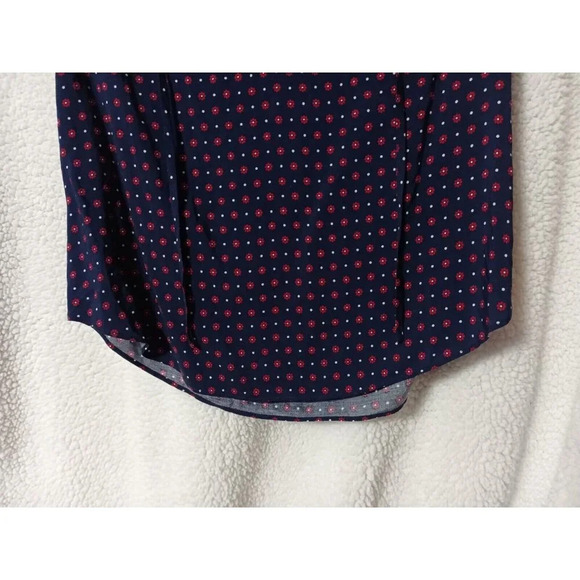 Draper James XS Blue Floral Dot Flutter Sleeve Peasant Boho Top Keyhole Tie Neck - Picture 4 of 11